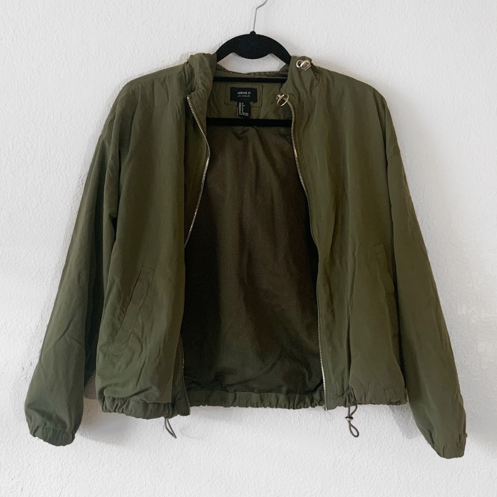 Green zip up jacket